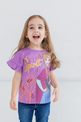 Disney Frozen Princess Anna Elsa Girls 3 Pack T-Shirts Little Kid To Big Kid - Image 2