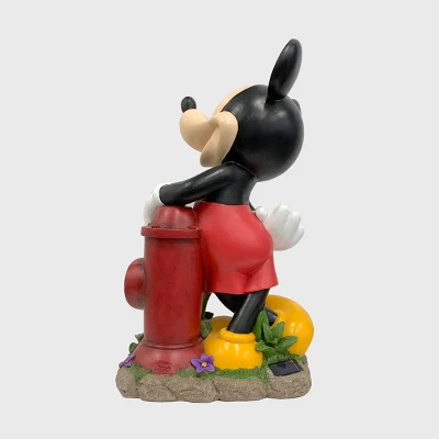 Disney 22" Mickey Mouse With A Fire Hydrant Solar Resin/Stone Statue - Image 2