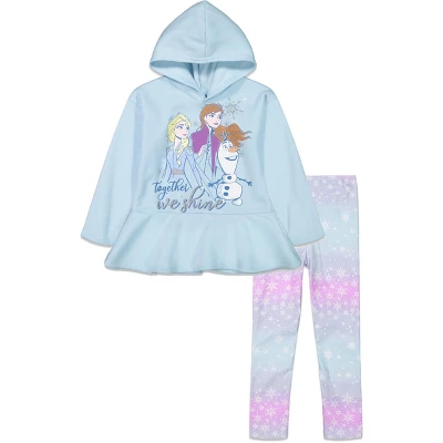Disney Frozen Elsa Girls Fleece Hoodie And Leggings Outfit Set Toddler - Image 10