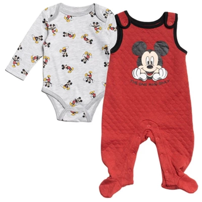 Disney Mickey Mouse Baby Bodysuit And Snap French Terry Overall Newborn To Infant - Image 10