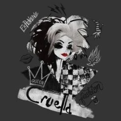 Disney Men's Cruella Fashion Sketch T-Shirt - Charcoal Heather - 1X Big Tall
