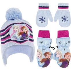 Disney Frozen Elsa And Anna Girls Winter Hat With Knit And Insulated Ski Mittens Or Gloves Set, (Kids Ages 2-7)