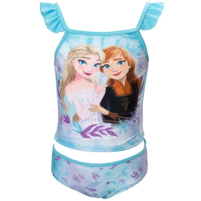Disney Princess Anna Elsa Girls Tankini Top And Bikini Bottom Swim Set Toddler To Little Kid - Image 9
