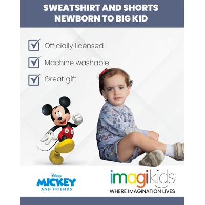 Disney Mickey Mouse French Terry Sweatshirt & Shorts Grey - Image 2