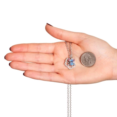 Disney Lilo & Stitch Silver Plated Necklace With Flower Pendant And Stitch Charm - Stitch Gifts Jewelry, 16 + 2" - Image 3