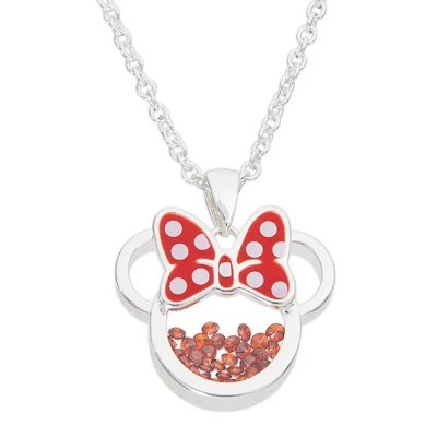 Disney Minnie Mouse Womens Silver Plated Birthstone Shaker Necklace, 18+2" - Image 9