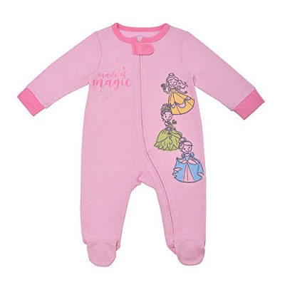 Disney Girl's Character Print Footed Baby Coverall Jumpsuit With Bow Headband Set For Infant - Image 2