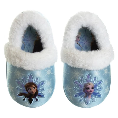 Disney Frozen Girl Slippers - Elsa And Anna Plush Lightweight Warm Comfort Soft Aline House Shoes - Blue White (Toddler-Little Kid) - Image 8